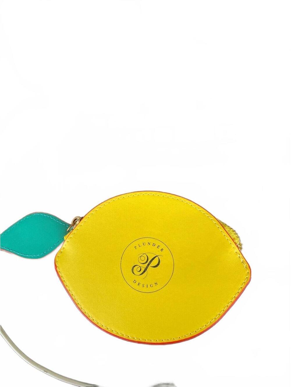 Plunder Yellow Lemon Coin Purse with Teal Leaf Accent & orange trim